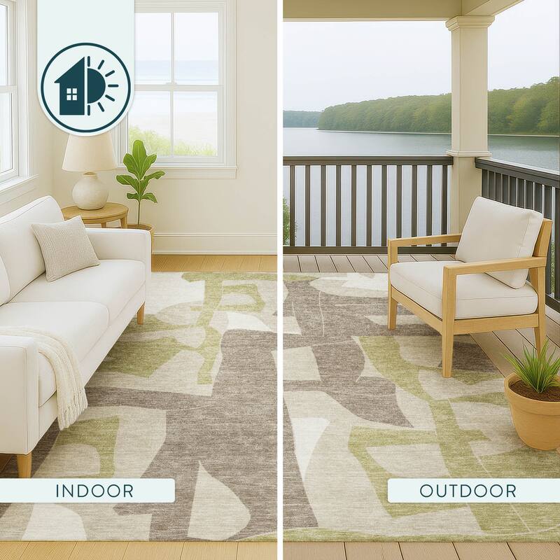 Machine Washable Indoor/ Outdoor Modern Crestone Chantille Rug