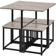 preview thumbnail 3 of 13, 5Pcs Dining Set with Industrial Square Table and 4 Backless Chairs