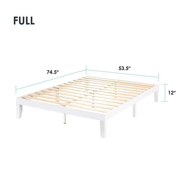 dimension image slide 33 of 34, 12" Classic Solid Wood Platform Bed Frame