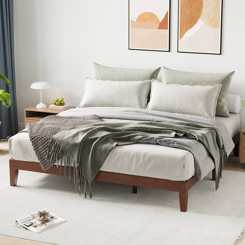 12" Wood Platform Bed Frame - California King, No Box Spring, Easy Assembly​