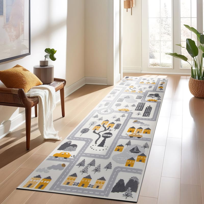 World Rug Gallery Adventureville Kids Play Road Area Rug - 2' x 7' - Runner