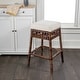 preview thumbnail 3 of 18, Bali Bohemian Woven Rattan Backless Bar Stool with Square Foam Cushion and Footrest for Kitchen Island or Home Bar