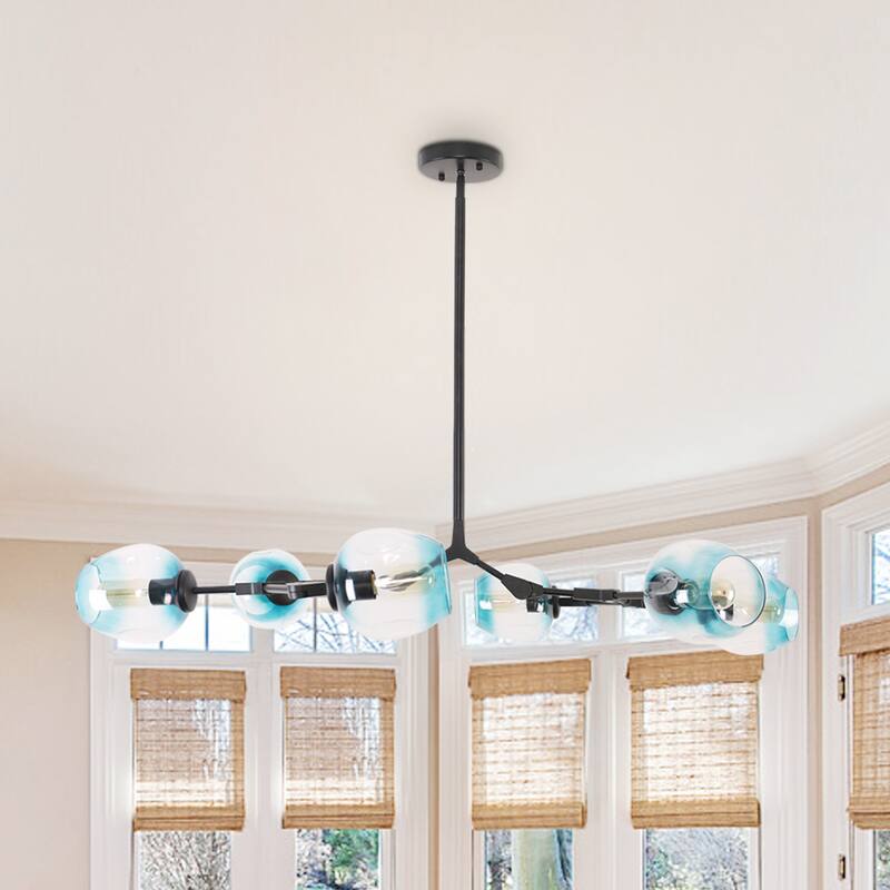 Oaks Aura Mid Century Modern 6- Light Black Ceiling Light Adjustable Sputnik Chandelier