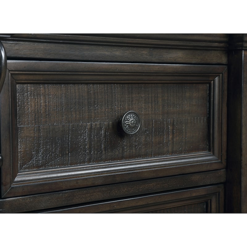 Roundhill Furniture Farson Distressed Dark Walnut Finish Dresser with Door