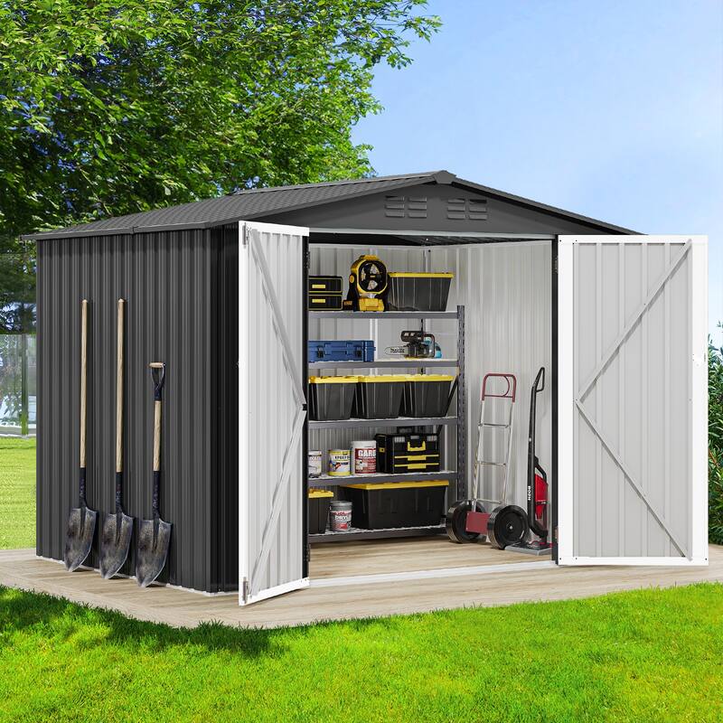 Steel Outdoor Storage Shed - 8 x 6 FT - Dark Grey