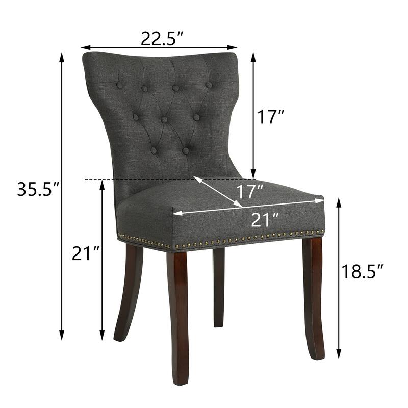 Fabric Wingback Dining Chairs Comfy Armless Accent Chairs Set of 2