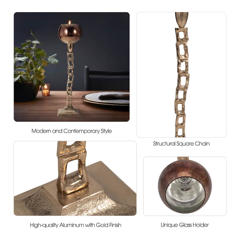 Sagebrook Home Modern Glam Metal Gold Novelty Tealight Holder With Base
