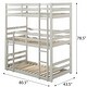 preview thumbnail 3 of 13, Solid Pine Triple Bunk Bed with Sleek Design & Built-In Ladders, White