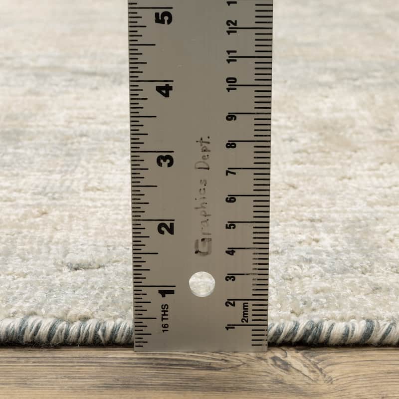 Somerset Textured Abstract Slate/ Beige Hand-made Wood Blend Area Rug