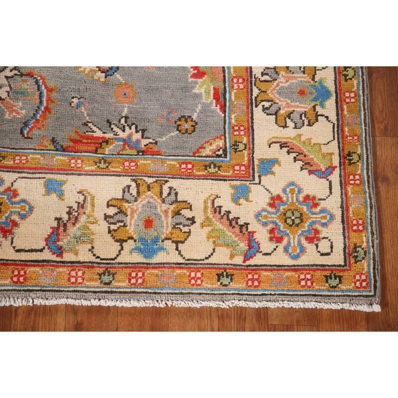 Gray Kazak Oriental Area Rug Hand-Knotted Wool Carpet - 4'1"x 6'4"