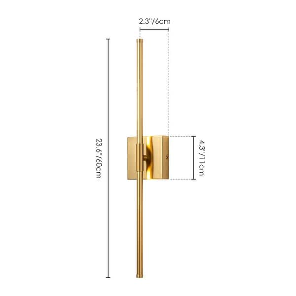 dimension image slide 0 of 13, 1-Light Black/ Gold/ Nickel Modern Long Linear Strip Wall Sconce Dimmable LED Bathroom Vanity Light