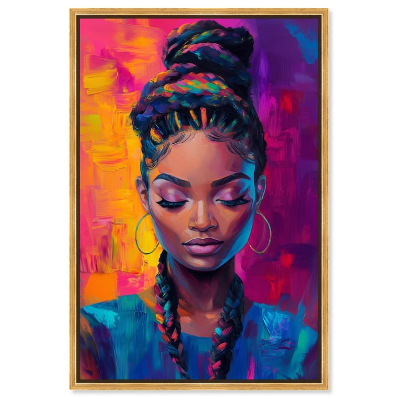 Bold Colorful Braids Canvas by Art Remedy - Gold - 20" x 30"