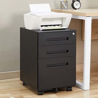 Office Designs 3 Drawer Mobile File Cabinet with Lock and Wheels - Bed ...