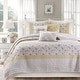 preview thumbnail 21 of 29, Madison Park Vanessa 6 Piece Cotton Percale Quilt Set with Throw Pillows Yellow - King - Cal King