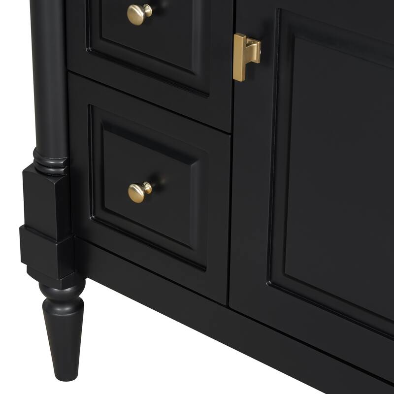 Roomfitters 30" Bathroom Vanity with Sink, Solid Wood Frame, Flip Drawer, 2 Drawers & Door Rack