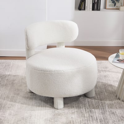 Teddy Fabric Armless Accent Chair Curved Backrest Solid Wood Legs Living Room Bedroom
