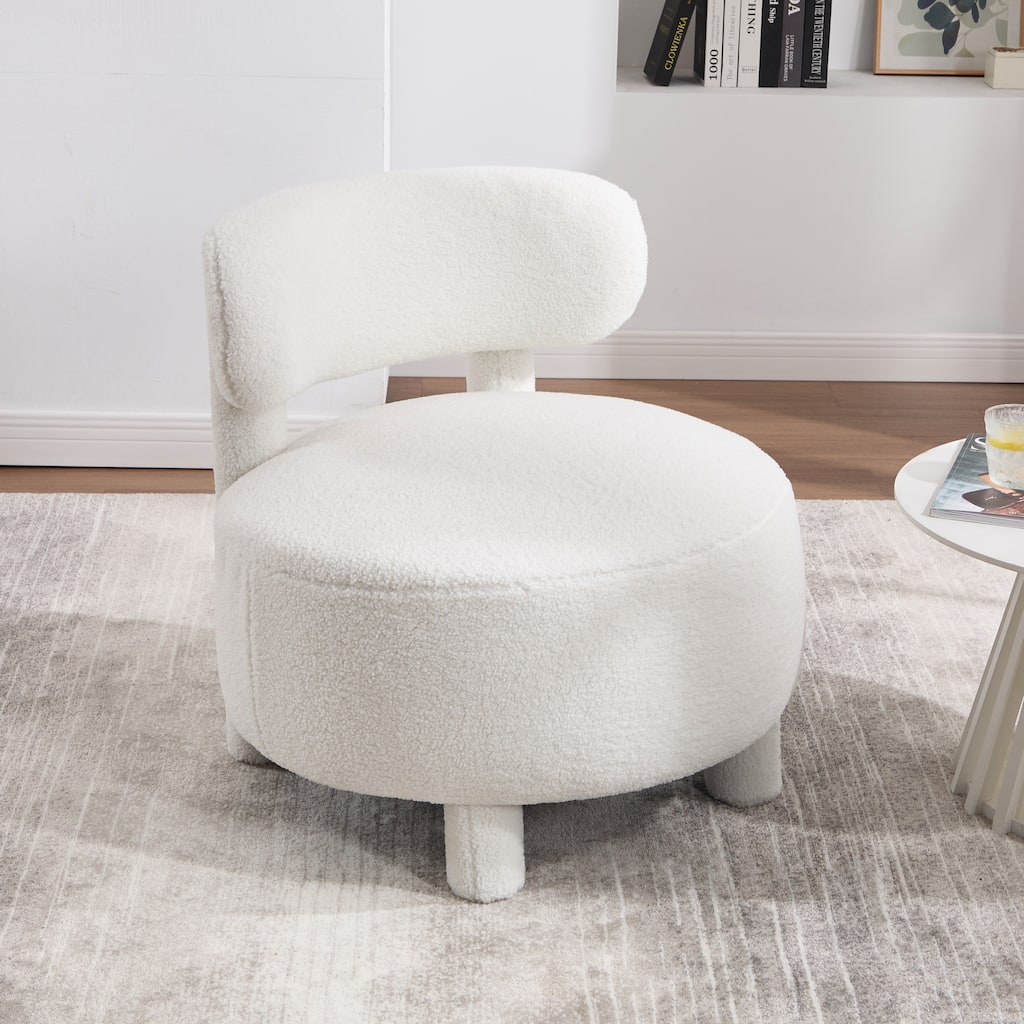 Teddy Fabric Armless Accent Chair Curved Backrest Solid Wood Legs Living Room Bedroom