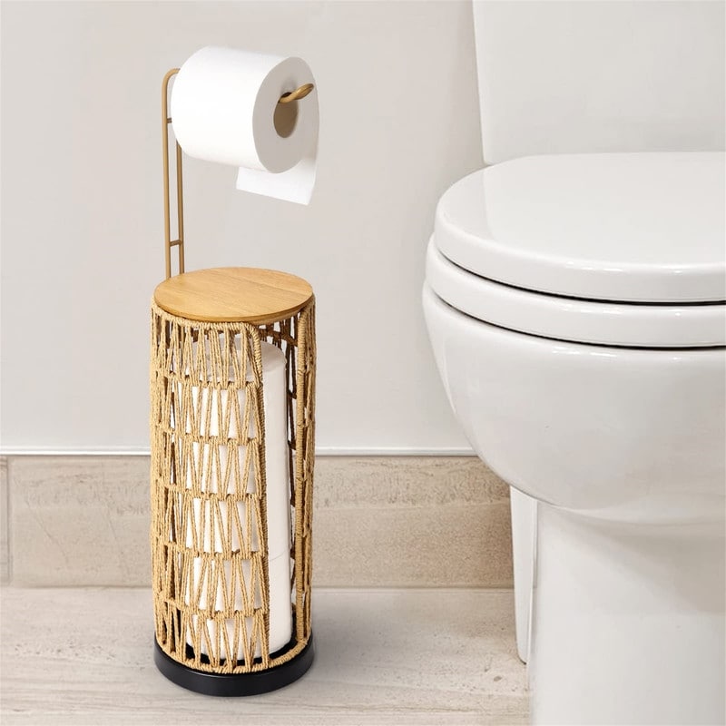 Freestanding Toilet Paper Holder with Storage - 15.7 x 6.3 x 1