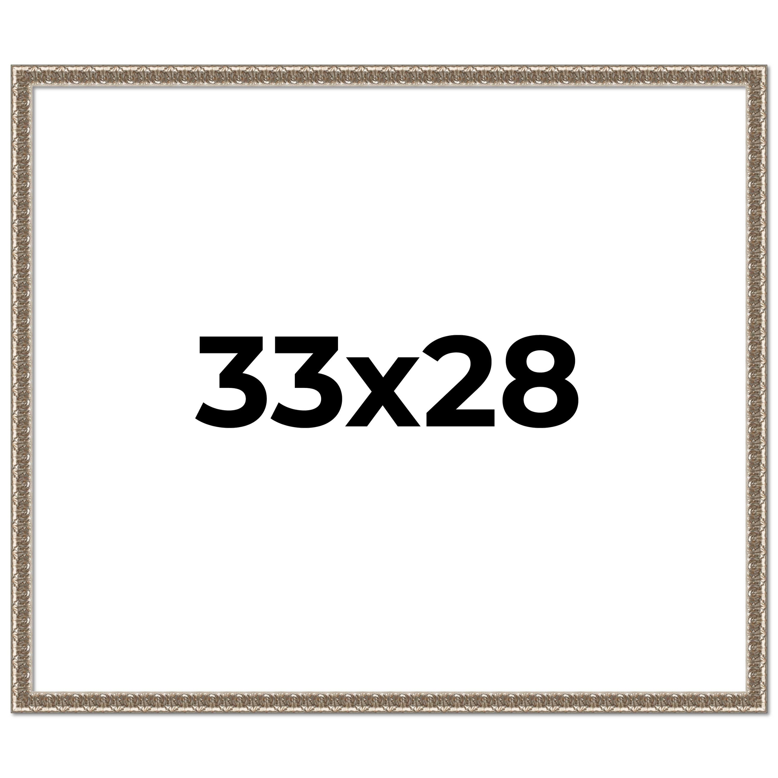 33x28 Frame Silver Versailles Ornate Solid Wood Picture Frame | 1 Inch