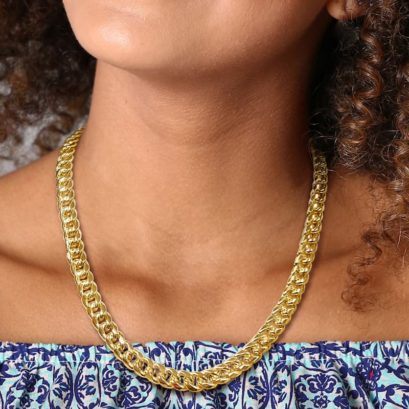 Miadora 9.25mm Miami Cuban Link Chain Necklace in 10k Yellow Gold-22 in