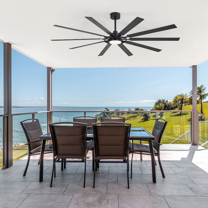 72"/80" Large Windmill Ceiling Fan with Light and Remote(10 Reversible Blades)