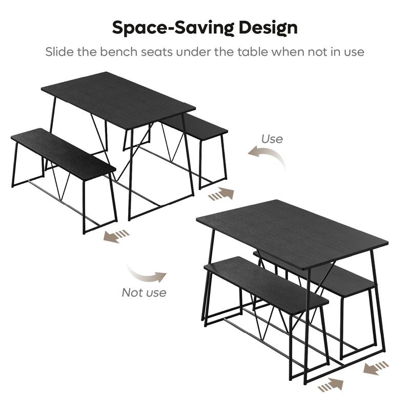 Bestier 47.5" Dining Table Set, Kitchen Table Set with Reinforced Metal Frame for Breakfast Nook