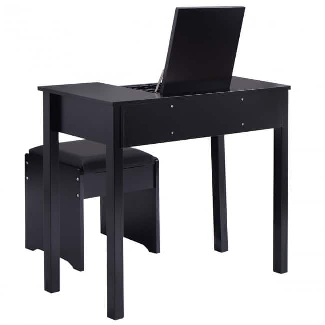 Vanity Makeup Dressing Table Set with Cell Storage Box-Black - 35.4" x 15.7" x 29.5" (L x W x H)