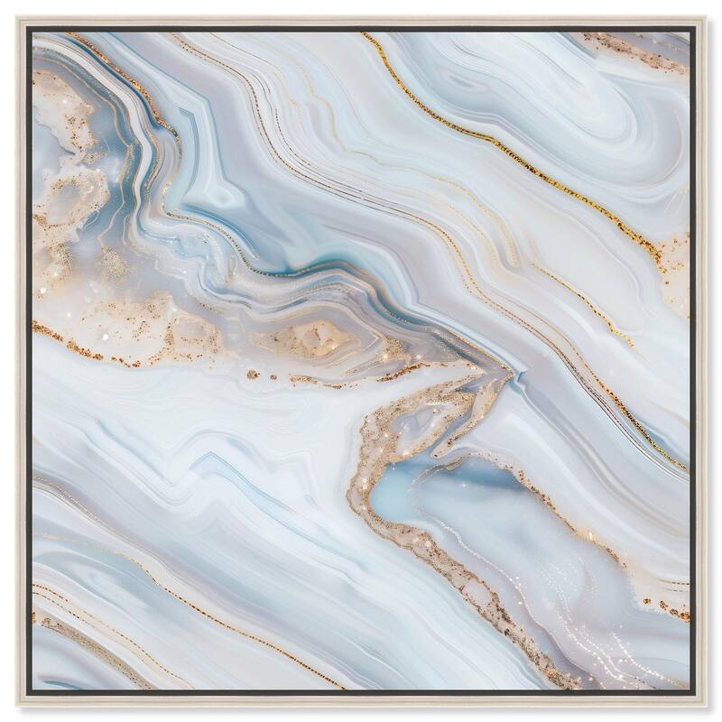 Icy Glitter Stone I Canvas by Art Remedy - Silver - 20" x 20"
