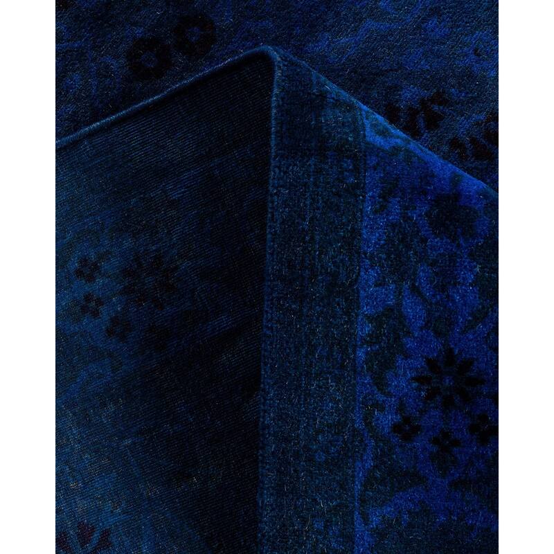 Fine Vibrance One-of-a-Kind Hand-Knotted Runner Rug - Navy, 3' 1" x 15' 1" - 3' 1" x 15' 1"