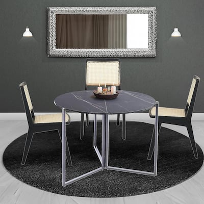 43" Trifold Round Multi-Use Table, Black Carrera