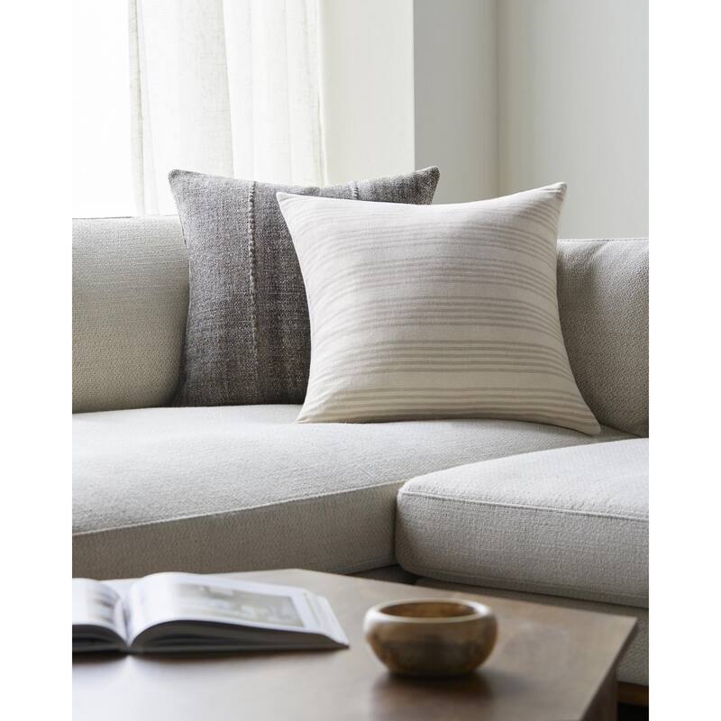 Becki Owens x Livabliss Modern Mindy Accent Pillow Cover only - 18"L x 18"W - Down - Cream