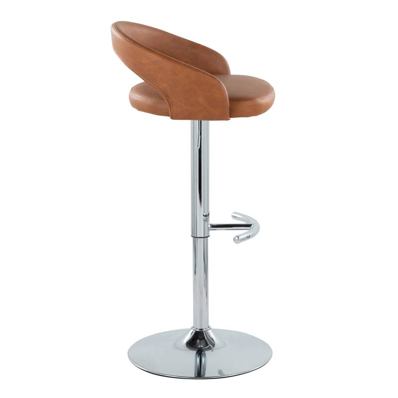 Grotto Upholstered Adjustable Barstool with Chrome Metal - Set Of 3