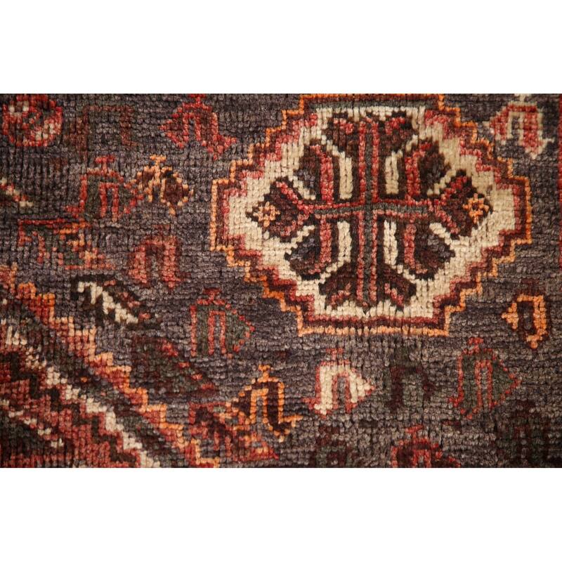 Hand Knotted Oriental 100% Wool Carpet Traditional Tribal Red Qashqai Area Rug - 6' 8'' X 4' 11''