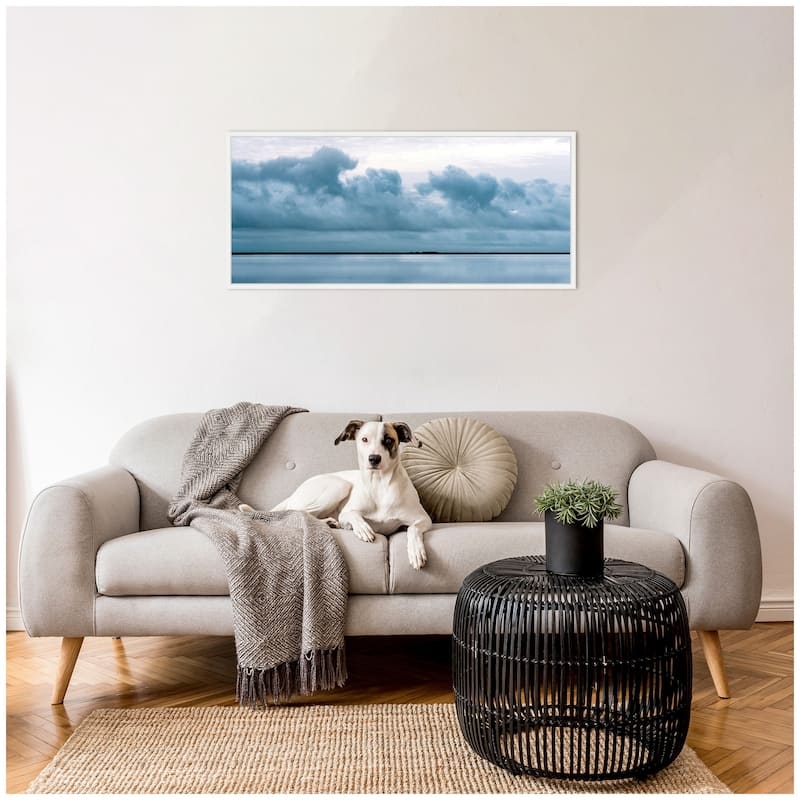 Kate and Laurel Sylvie Minimalist Sky Reflection In Iceland Framed Canvas by Michael Schauer