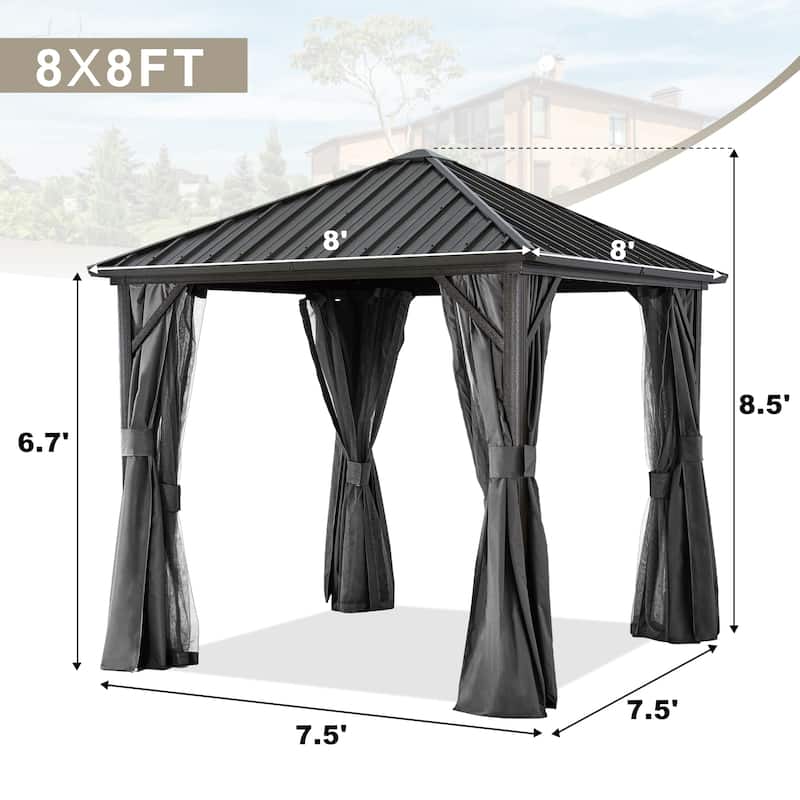 ABCCANOPY Outdoor Hardtop Gazebo with Galvanized Steel Double Roof