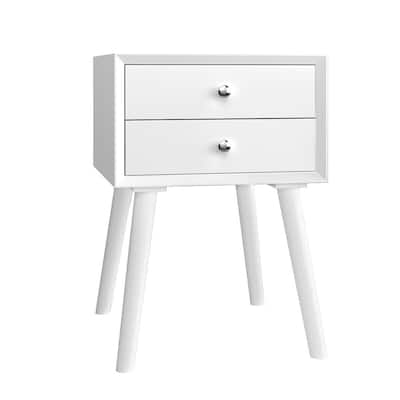 Gymax Wooden Nightstand Mid-Century End Side Table Bedroom W/2 Storage
