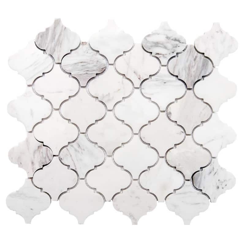 Santorini Arabesque 1x1 Volakas Matte Marble Mosaic Tile - Wall, Backsplash - 1 Sheet (1 Sq. ft.) - Volakas