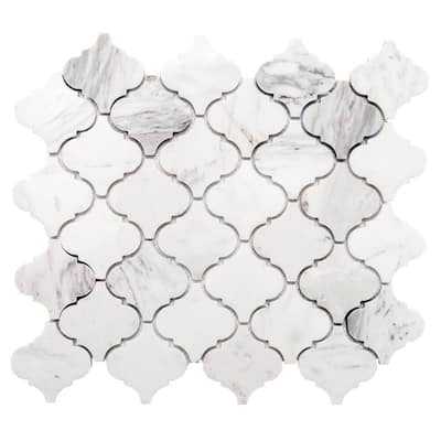 Santorini Arabesque 1x1 Volakas Matte Marble Mosaic Tile - Wall, Backsplash