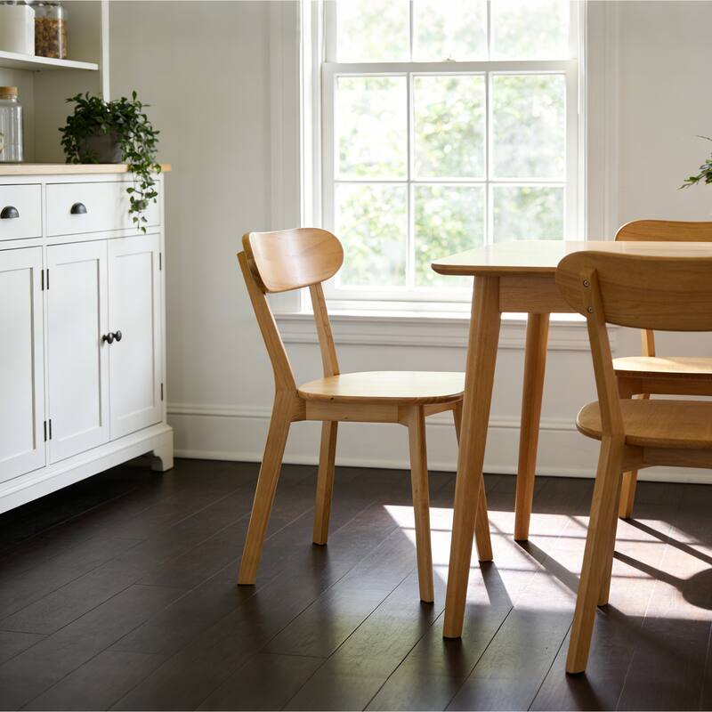 100% Solid Wood Dining Chairs Set of 2, Mid Century Modern Dining Chairs with Curved Backrest, for Dining Room