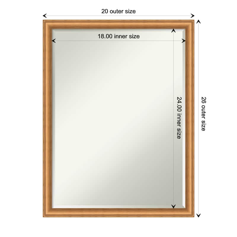 Salon Scoop Half-Inch-Bevel Wood Framed Wall Mirror - Glass Size 18x24 - Salon Scoop Copper