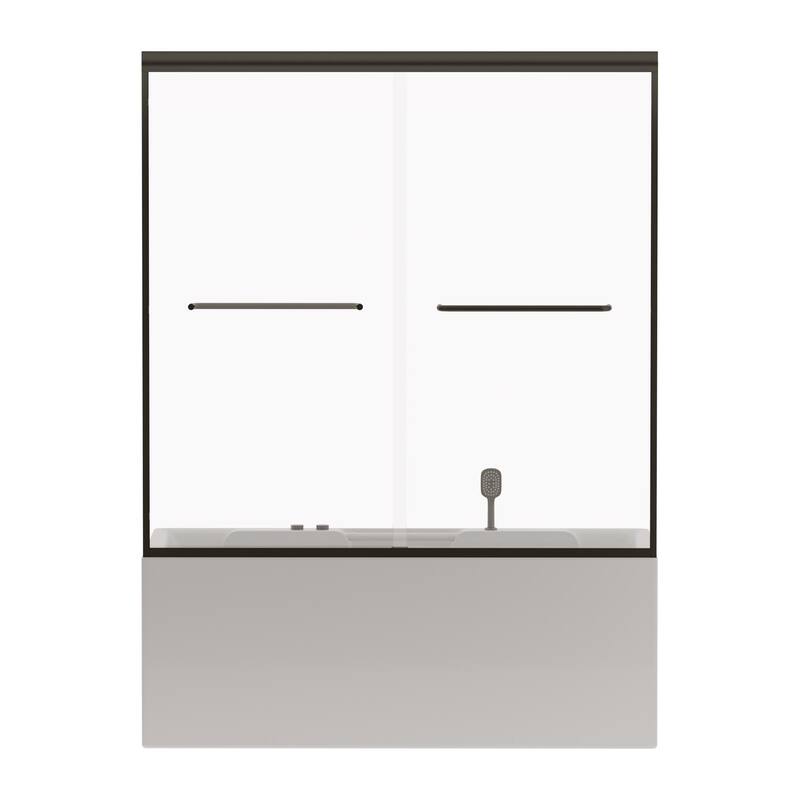 Double Sliding Bathtub Shower Door, Semi-Frameless