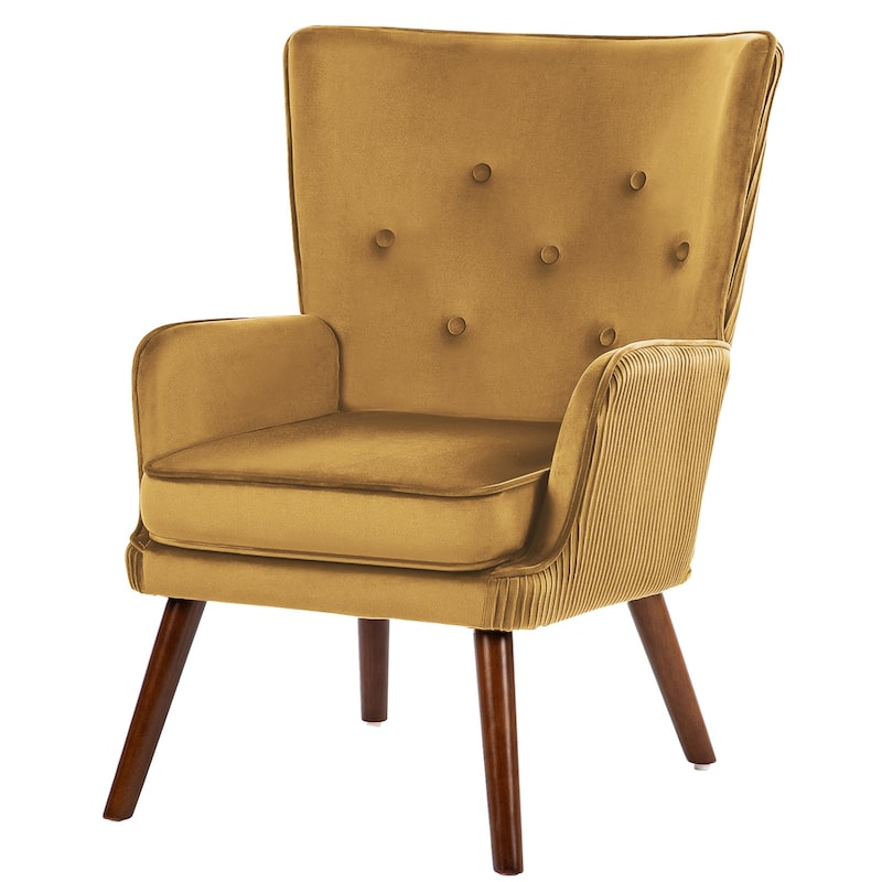 Velvet Upholstered Accent Chair Armchair for Living Room - Single - Yellow