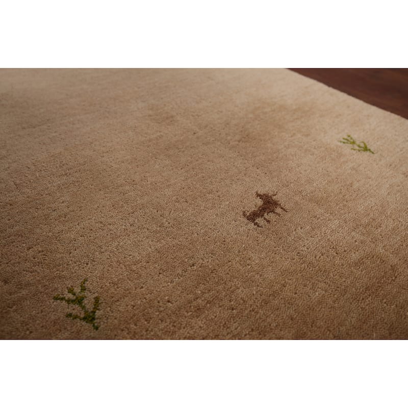 Little Animals Gabbeh Oriental Runner Rug Hand-Knotted Wool Carpet - 2'6"x 9'7"