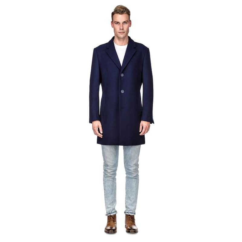Men's Single Breasted Wool Blend Coats