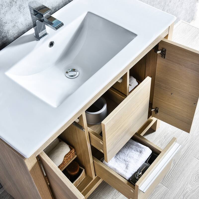 Solid Wood Bathroom Vanity with Mirror Medicine Cabinet
