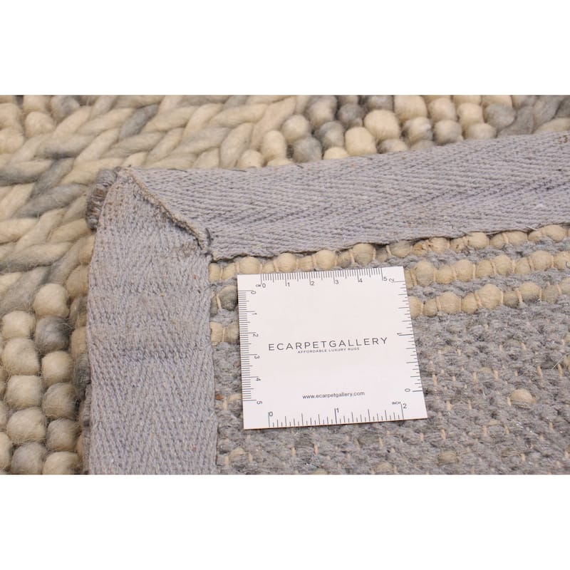 ECARPETGALLERY Braid weave Sienna Grey Wool Rug - 3'4 x 5'3