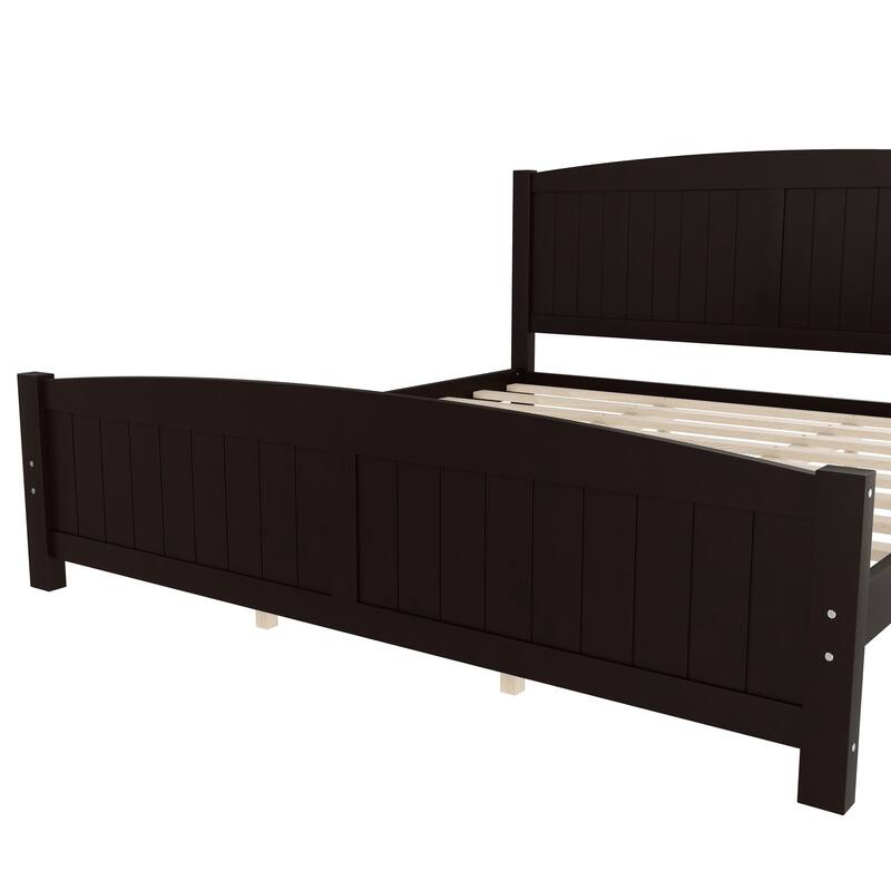 King/Queen/Full Size Platform Bed, Solid Wood Bed Frame with Support Slats, No Box Spring Needed, Sturdy Structure