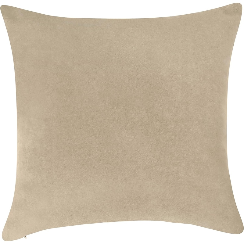 Delara Pack of 1 Velvet Decorative Throw Pillow Cover 20x20 Inches, Cushion Cover, Soft and Breathable Fabric, Hidden Zipper - Cover Only - Beige
