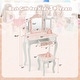 preview thumbnail 4 of 8, Costway Kid Vanity Set Wooden Makeup Table Stool Tri-Folding Mirror - See Details