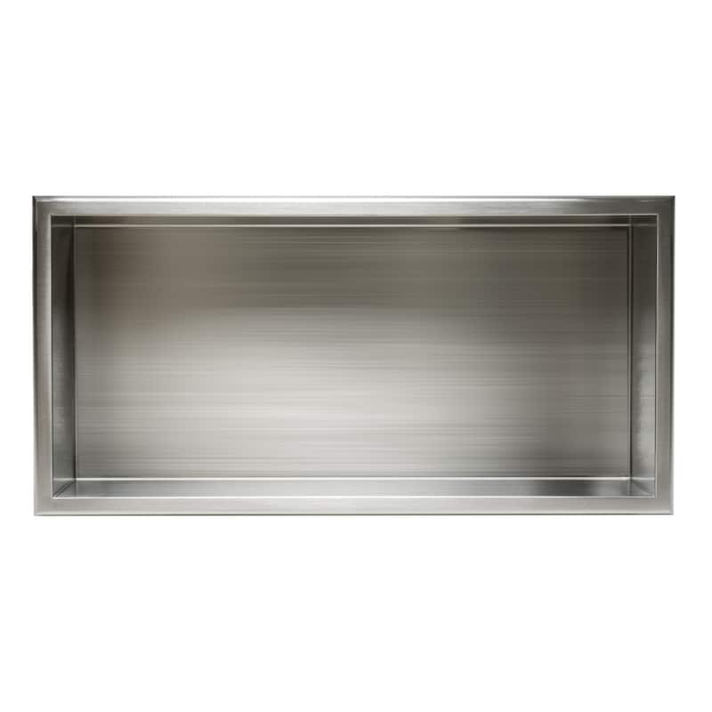 ALFI brand 24" x 12" Brushed Stainless Steel Horizontal Single Shelf Bath Shower Niche
